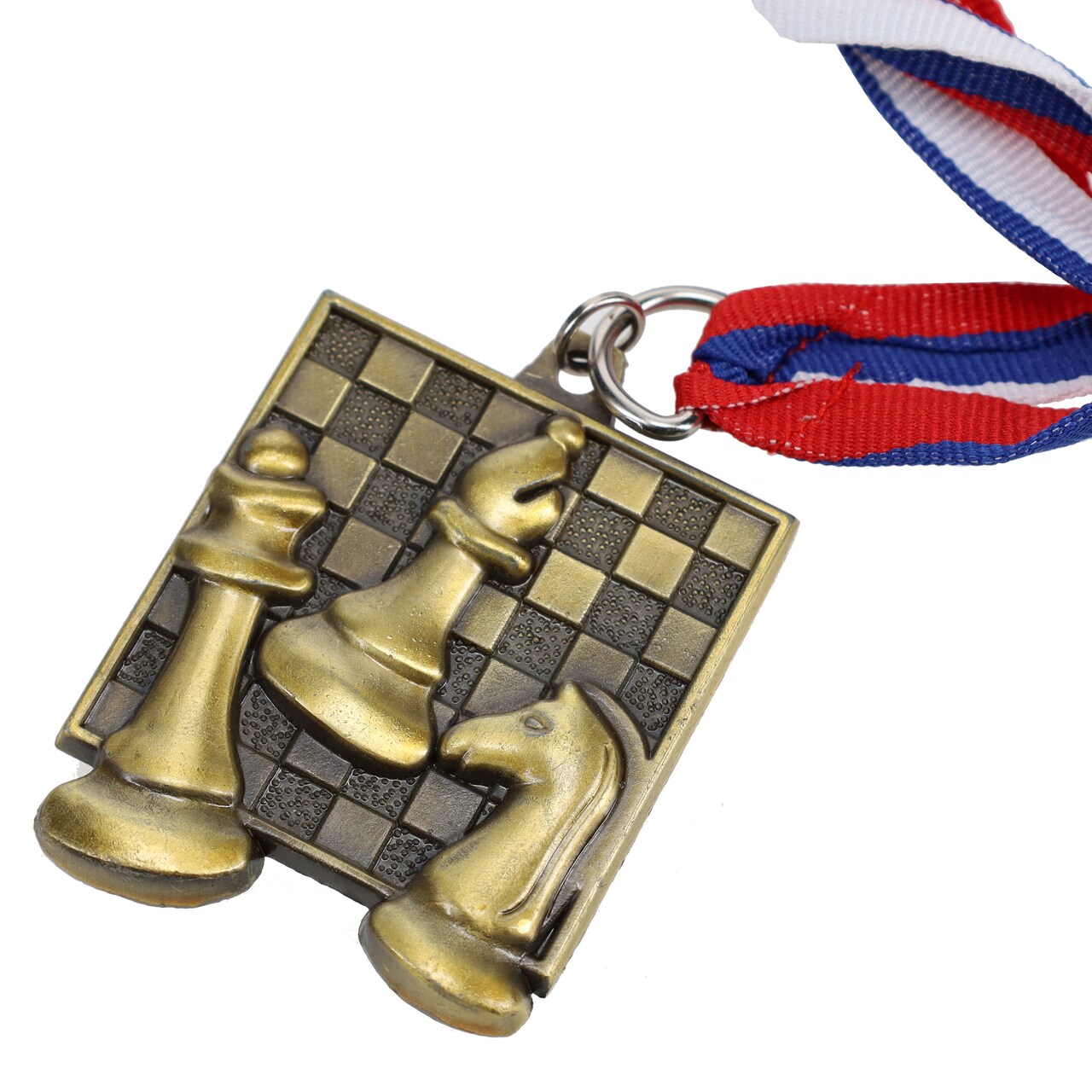 Square Chess Medals - with neck ribbon - Gold, Silver, and Bronze